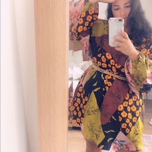 Paisley silk Boho mini-dress